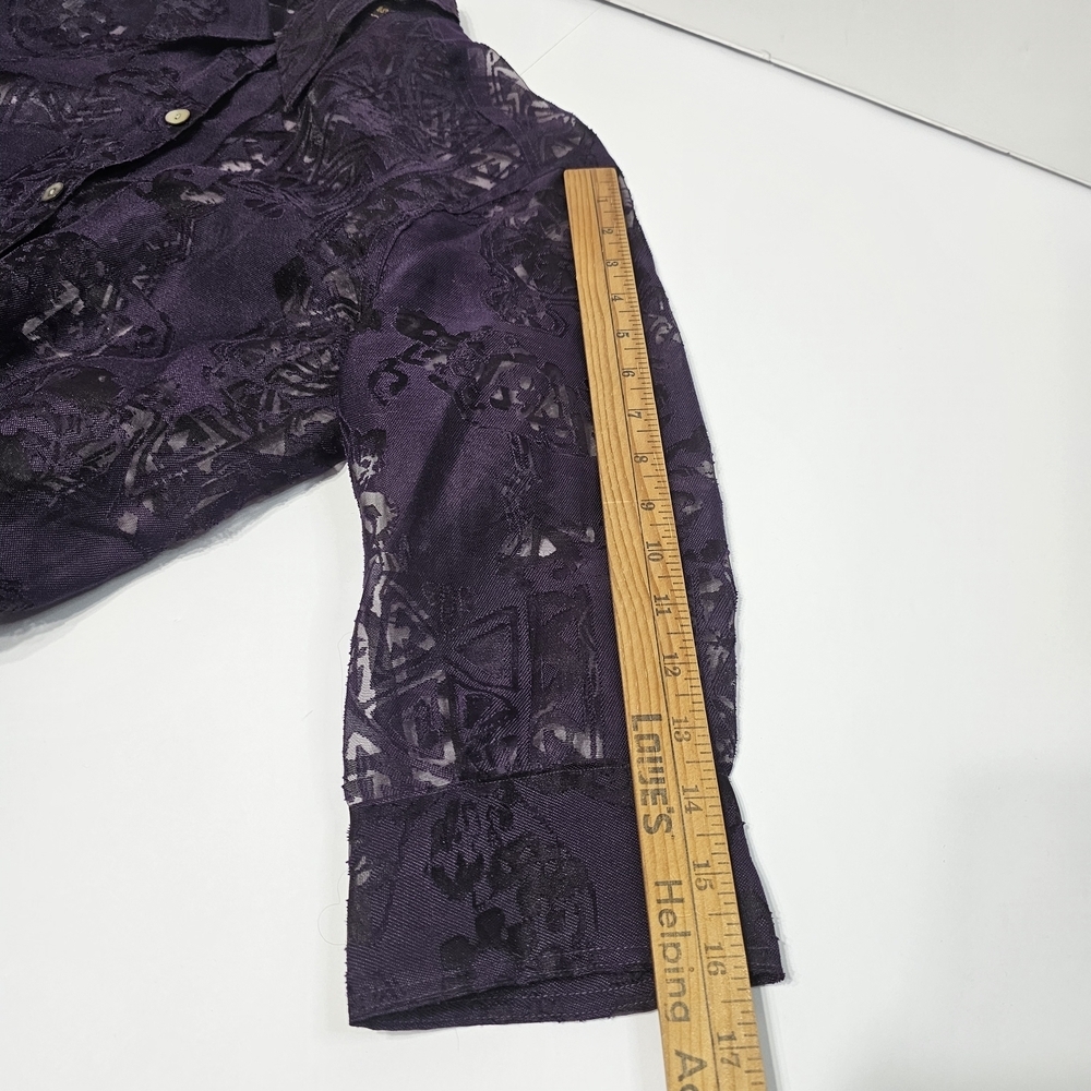 MIRASOL Purple Sheer Button-Up Shirt - Picture 4 of 8